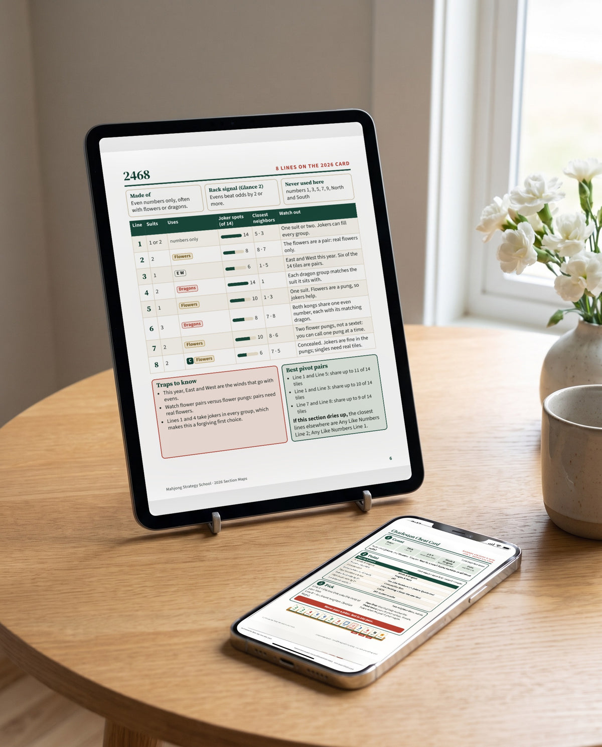 A Section Map on an iPad and the Cheat Card on a phone